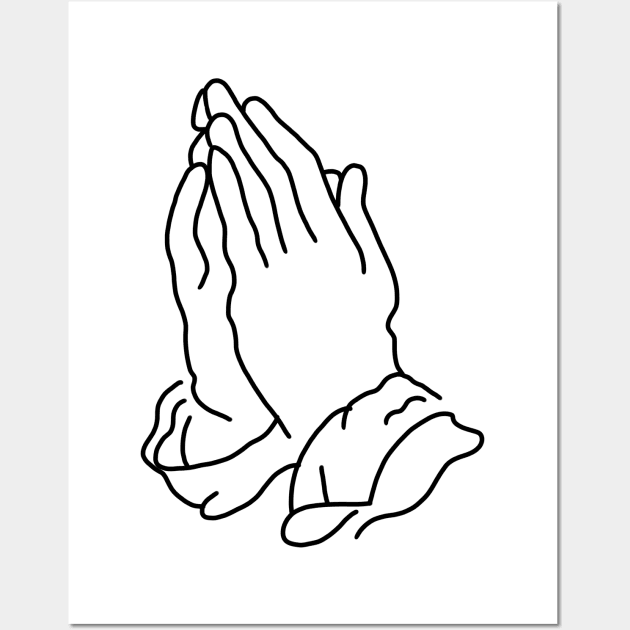 minimalistic line art praying hands in black (tattoo)